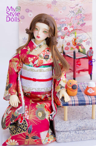 [TJ-002] Gorgeous! Flower Red Kimono Costume Set