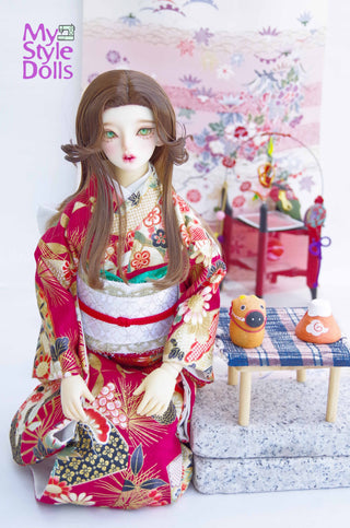 [TJ-002] Gorgeous! Flower Red Kimono Costume Set