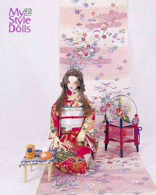 [TJ-002] Gorgeous! Flower Red Kimono Costume Set