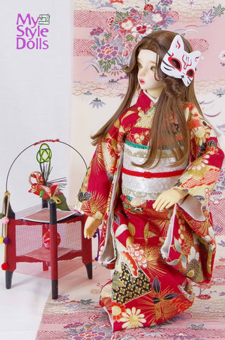 [TJ-002] Gorgeous! Flower Red Kimono Costume Set